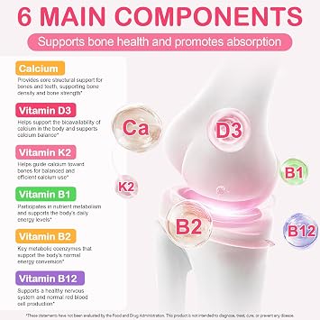Calcium Supplements, Calcium Complex Softgels with Vitamin K2 B1 B2, Collagen & Plant Nutrients, 120 Capsules