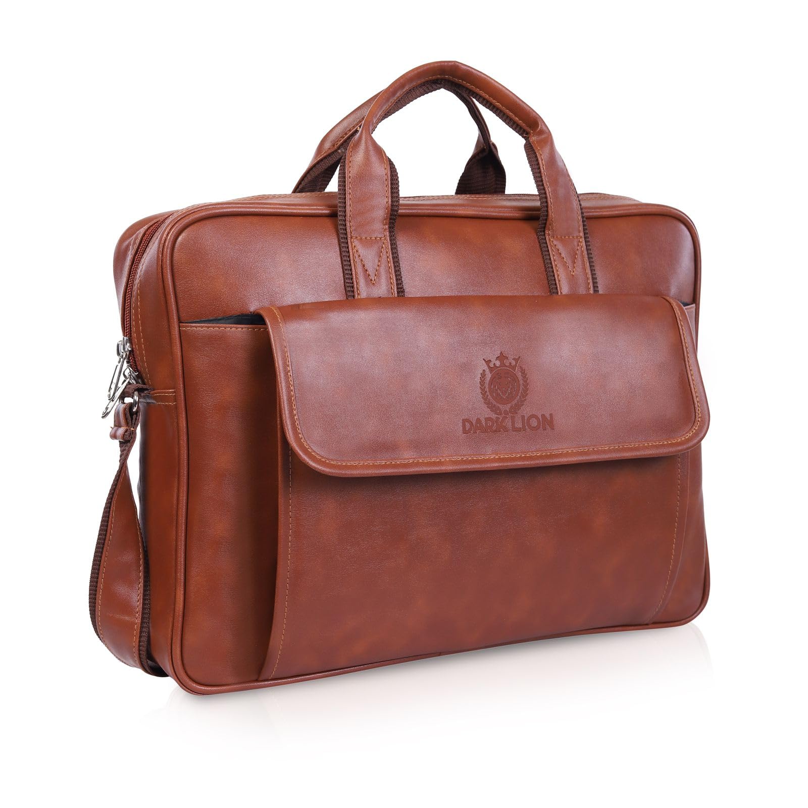 DARK LION Mens Synthetic Leather Casual Travel/Office Laptop Messenger Bag (Brown) (B0CGRL1ZRF) Amazon Price History, Amazon Price Tracker