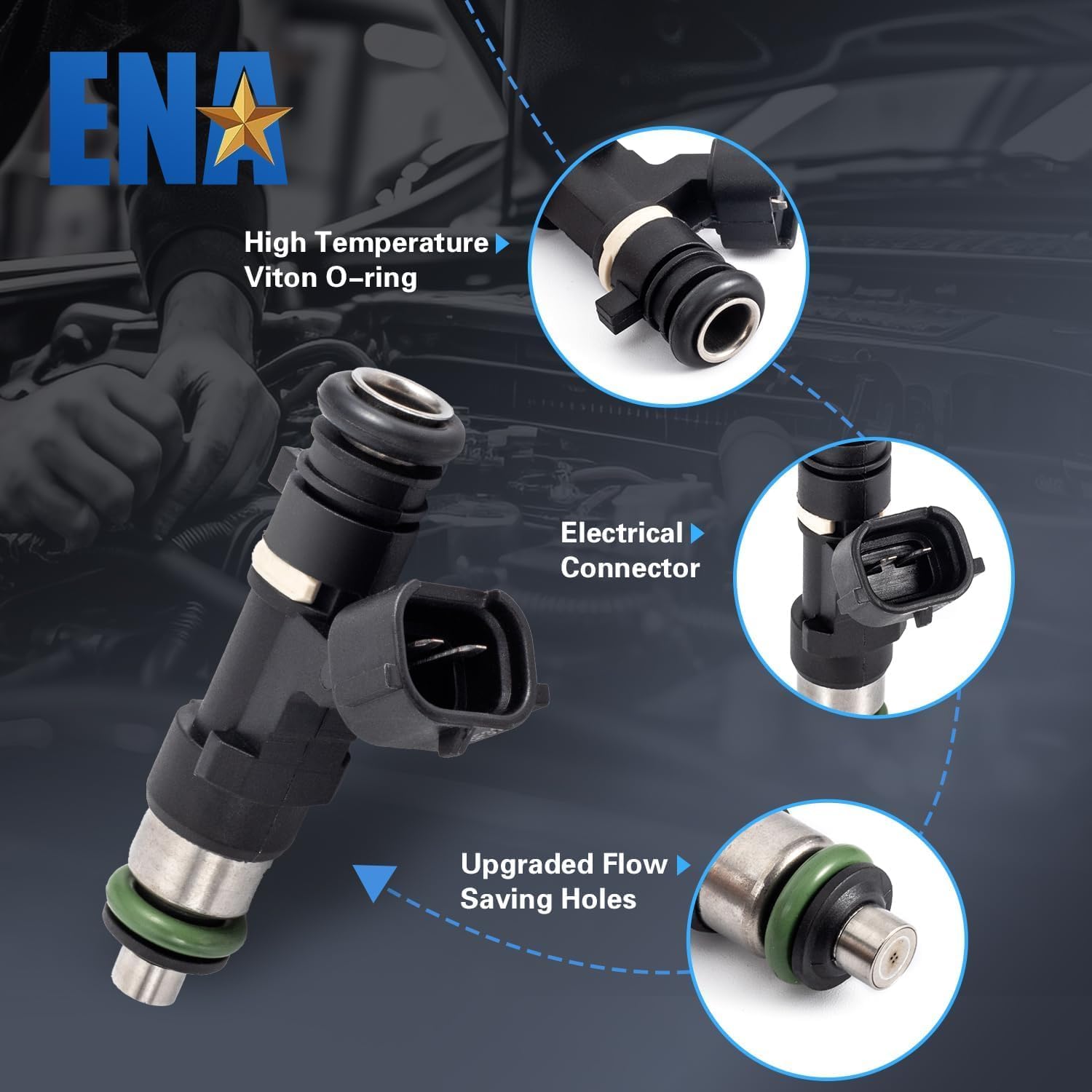 ENA Fuel Injector for FJ765 0280158066 5L2Z9F593DA 62369 822-11191 Set of 6 Compatible with Ford Mercury Explorer Flex Mountaineer V6 4.0L 2005