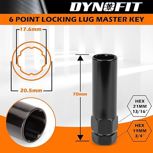 Miniatura 4 de Dynofit Juego de llaves de vaso de 6 y 7 puntos para tuercas de repuesto M14X1.5M14X2.0M12X1.5M12x1.25, tuercas estriadas con llave hexagonal de