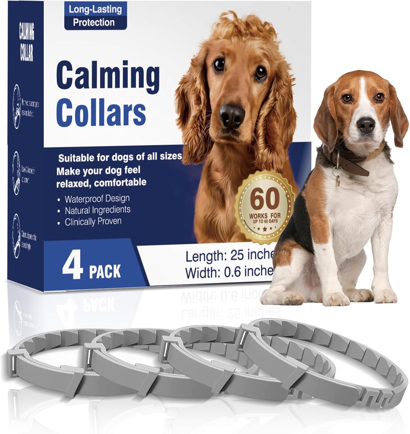 Calming Dog Pheromone Collar 4-Pack – Adjustable Anxiety Relief, 25″ Calming Dog Pheromone Collar 4-Pack – Adjustable Anxiety Relief, 25″