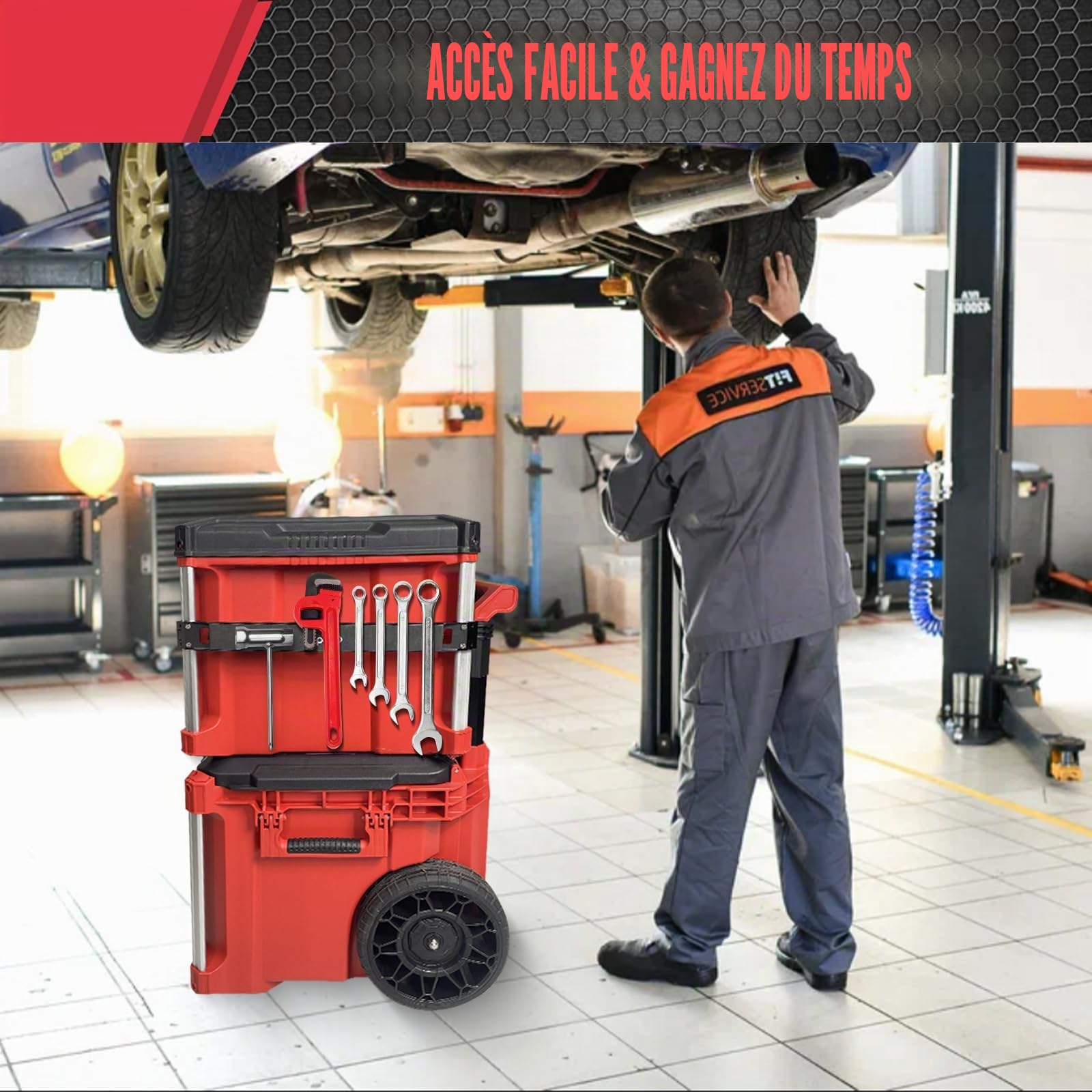 Support de Barre Magnétique Puissant pour Boîte à Outils Milwaukee Packout Rolling - Côté sur Rails d'Emballage
