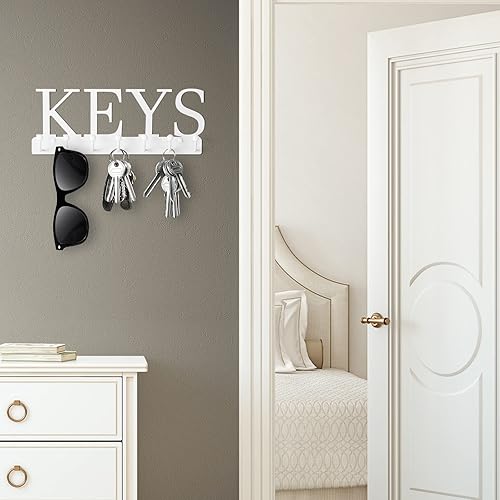 Miniatura 5 de Soporte para llaves para pared, colgadores de llaves montados en la pared con 7 ganchos para llaves, organizador decorativo de pared para entrada,