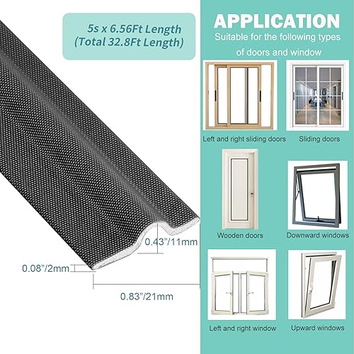 Miniatura 2 de MOPMS Tira de sellado para ventana, tope de puerta, burlete autoadhesivo para aislamiento de ventanas y puertas, barrido de puerta cortable