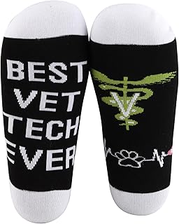 MBMSO 2 Pairs Best Vet Tech Ever Socks Vet Technician Gifts Veterinarian Socks Veterinary School Gifts Vet Assistant Gifts