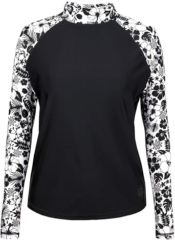 قميص نسائي UV SKINZ Aloha بأكمام طويلة للحماية من الشمس والسباحة مع عامل حماية من الشمس UPF 50+ وواقي طفح جلدي بأكمام طويلة للنساء