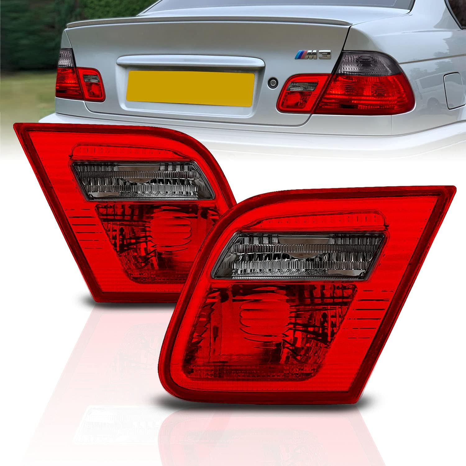 AmeriLite 2 Door Coupe Inner Taillights Red/Smoke Set For 00-03 BMW 3 Series E46 - Passenger and Driver Side