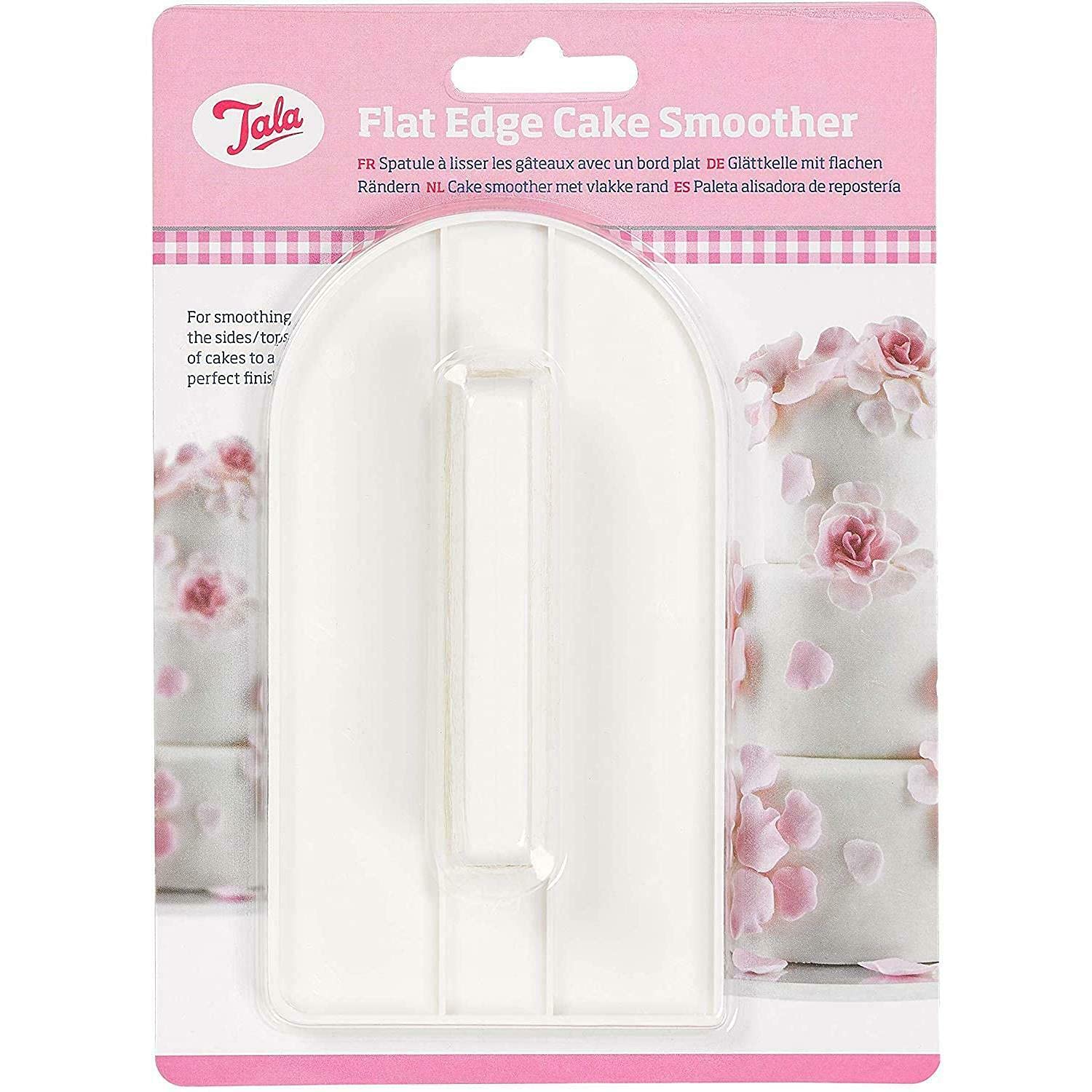 TalaFlat Edge Cake Smoother - Fondant Icing Smoothing Tool - Cake Scraper with Easy-to-Use Handle - BPA-Free Fondant Tools - 20cm x 14.5cm x 3cm, White