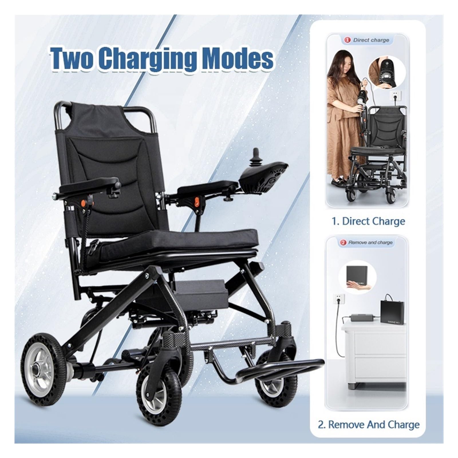 Silla De Ruedas Eléctrica Ultraligera 9,8 Kg Con Batería Litio 6A, Aleación Aluminio, Ligera, Plegable For Personas Mayores Discapacitadas Movilidad Cómoda Fluida(Accessories)