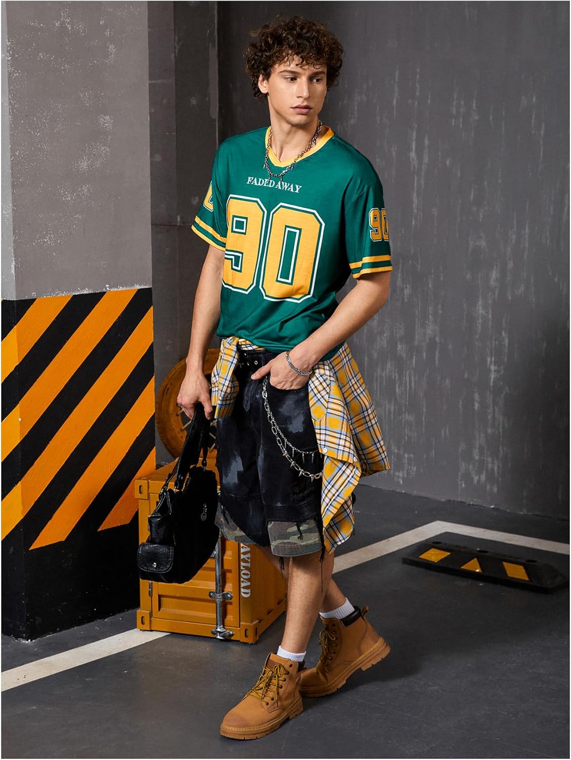 SHENHE Men's Y2k Jersey Shirts Vintage Number Graphic Oversized V Neck Tops Streetwear - Image 5