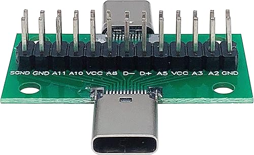 Miniatura 6 de 2 unids USB 3.1 Tipo-C macho a hembra placa de prueba con placa PCB 24 pines 0.100 in enchufe de doble cara con conector de cabeza de pin para