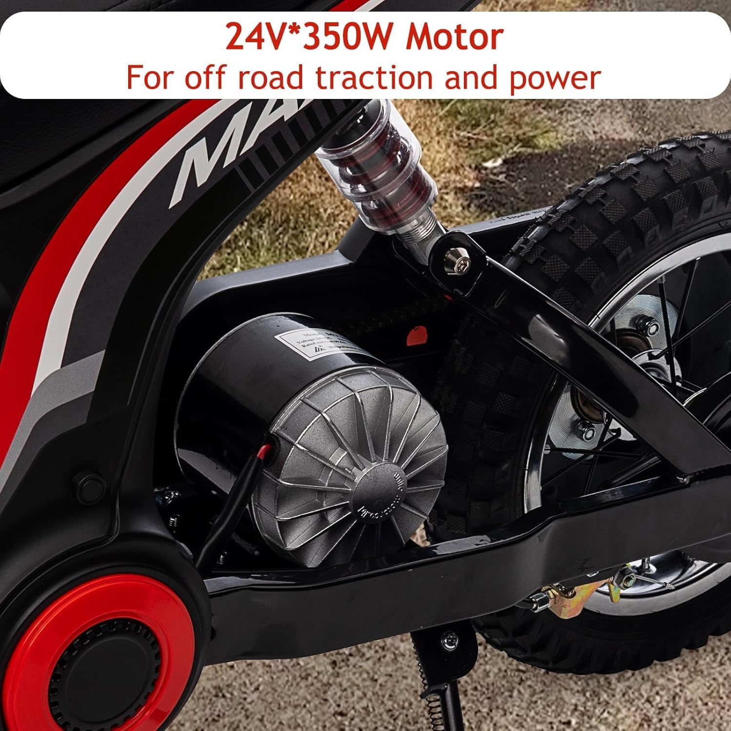 Kids Electric Dirt Bike, 24-Volt 350-Watt Electric Motorcycle, Up to 14.29 MPH, for Kids 8-14, 3-Speed Modes, Maximum Load 135 Lbs.