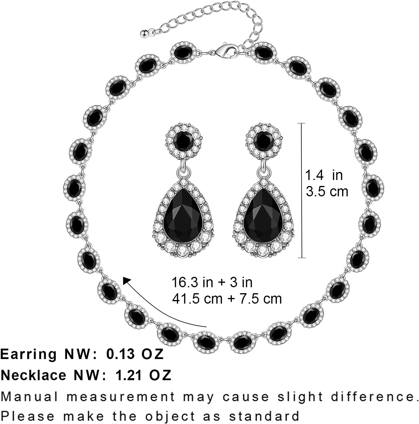 WOWORAMA Crystal Bridal Jewelry Set Statement Choker Necklace Teardrop Dangle Earrings Set Rhinestone Wedding Jewelry Set for Women Bride Bridesmaid Jewelry Party Prom Jewelry Set - Image 6