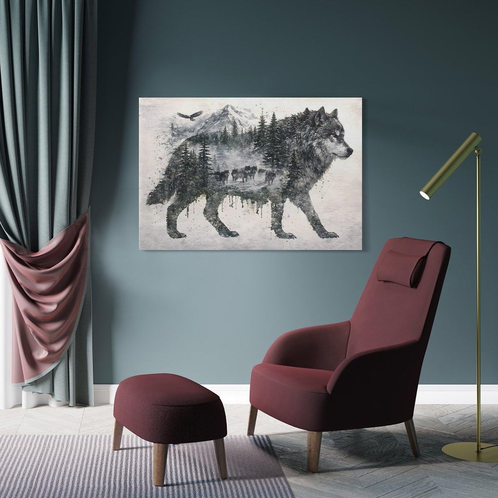 Junmoney Frame-Style-3-1 Decorative Wall Artwork Dire Wolf The Spirit Of Ancestral Creatures, 20X30inch(50X75cm), For Contemporary Homes, Apartments Or Offices, An Easy Choice For New Home Styling