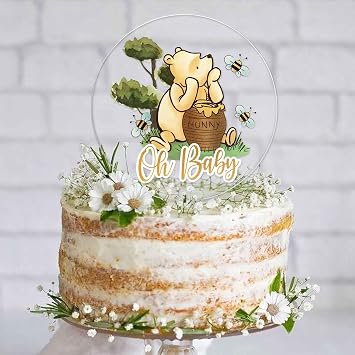 Acrylic Cake Topper,Oh Baby Baby Shower Cake Decorations,Classic Bear under Tree First Birthday Party Supplies