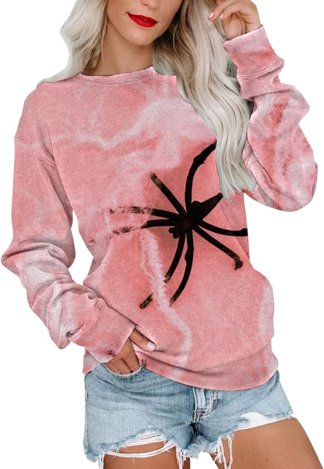 HUMMHUANJ Womens Tops Women's Casual Long Sleeve Color Block/Solid Tops Crewneck Sweatshirts Cute Loose Fit Pullovers