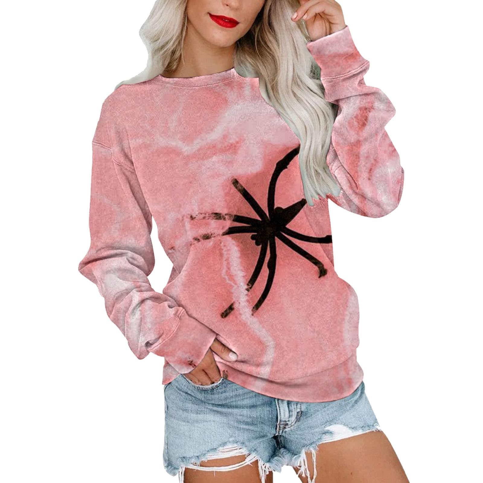 HUMMHUANJ Womens Tops Women's Casual Long Sleeve Color Block/Solid Tops Crewneck Sweatshirts Cute Loose Fit Pullovers