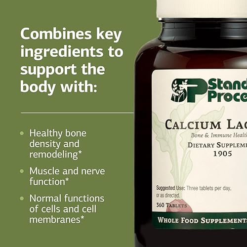 Miniatura 4 de Lactato de calcio de proceso estándar, apoyo inmunológico y fuerza ósea, suplemento para la salud ósea y muscular con magnesio y calcio, 360 tabletas