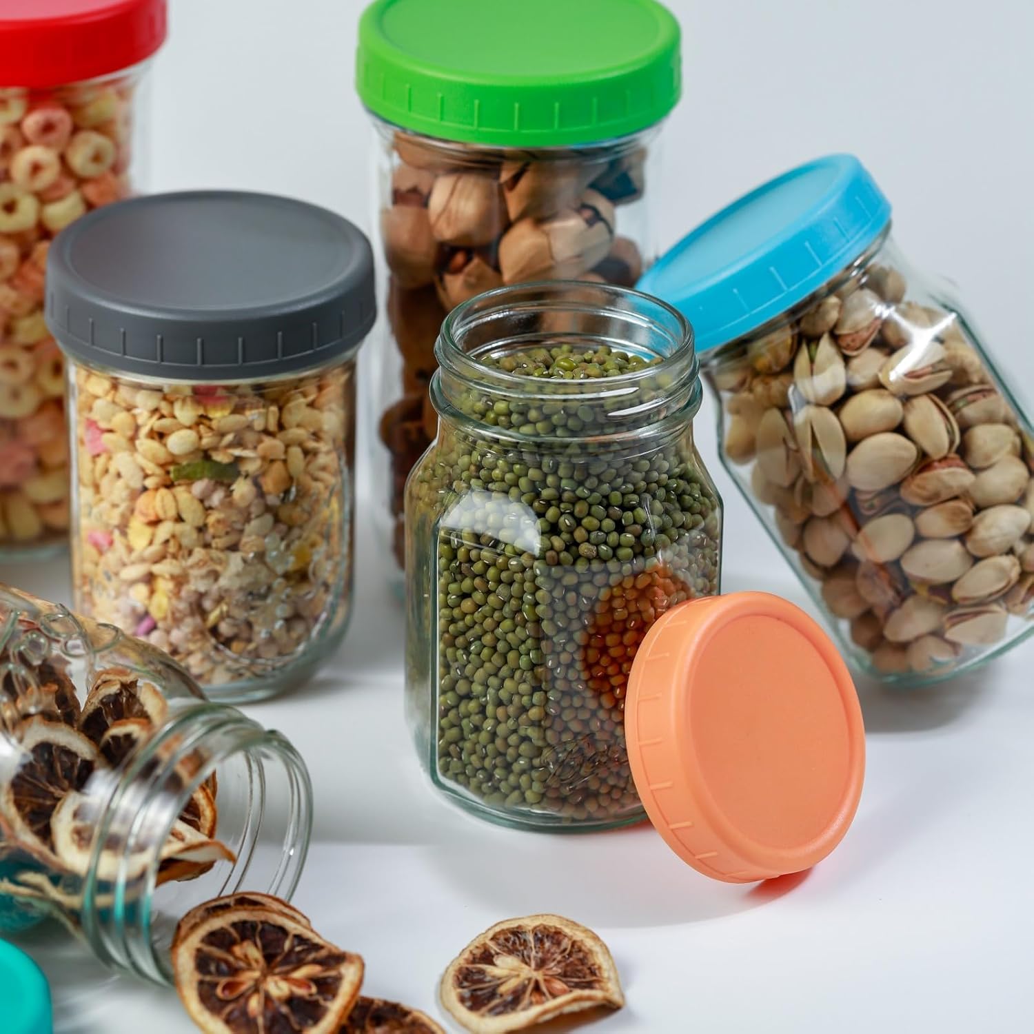 18 Pack 9 Wide Mouth & 9 Regular Mouth Mason Jar Lids with Silicone Rings,Thickened Leak-proof Lids Fit Ball,Kerr and More,(Blue) thumbnail