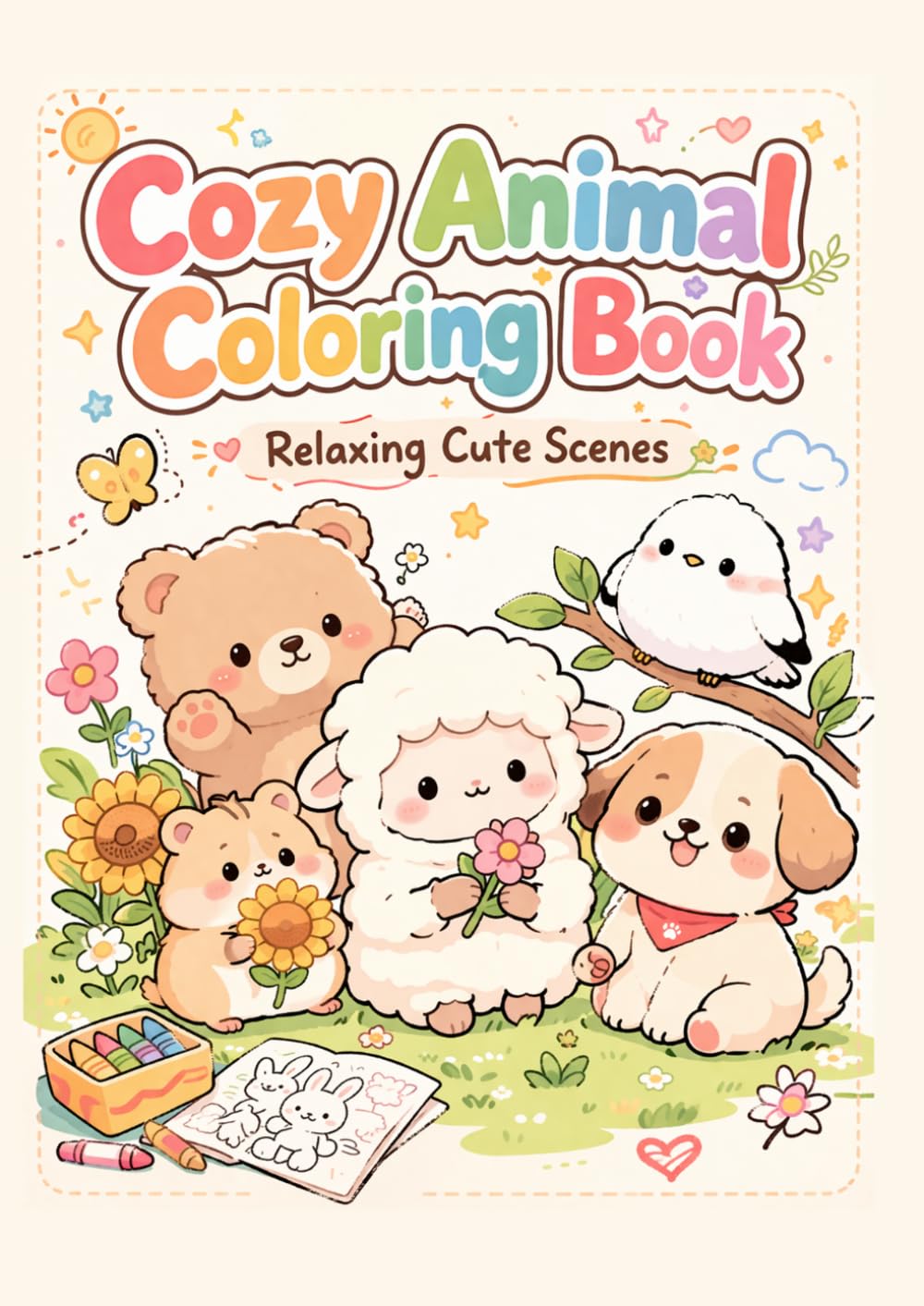 Cozy Animal Coloring Book: Relaxing Cute Scenes
