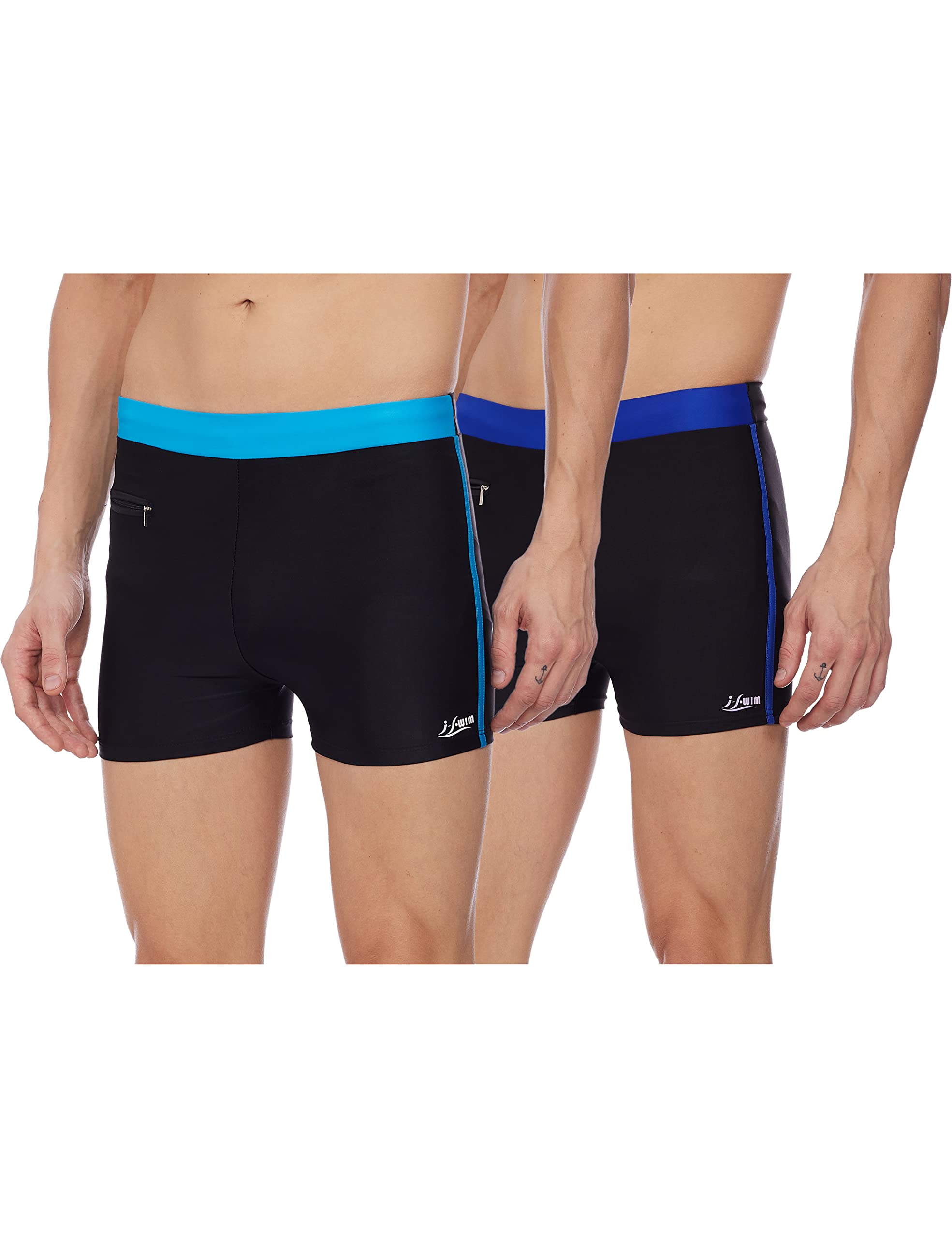 I-Swim Mens Costume Is-010 Size XL Black/Blue with Is-010 Size XL Black/Blue Pack of 2