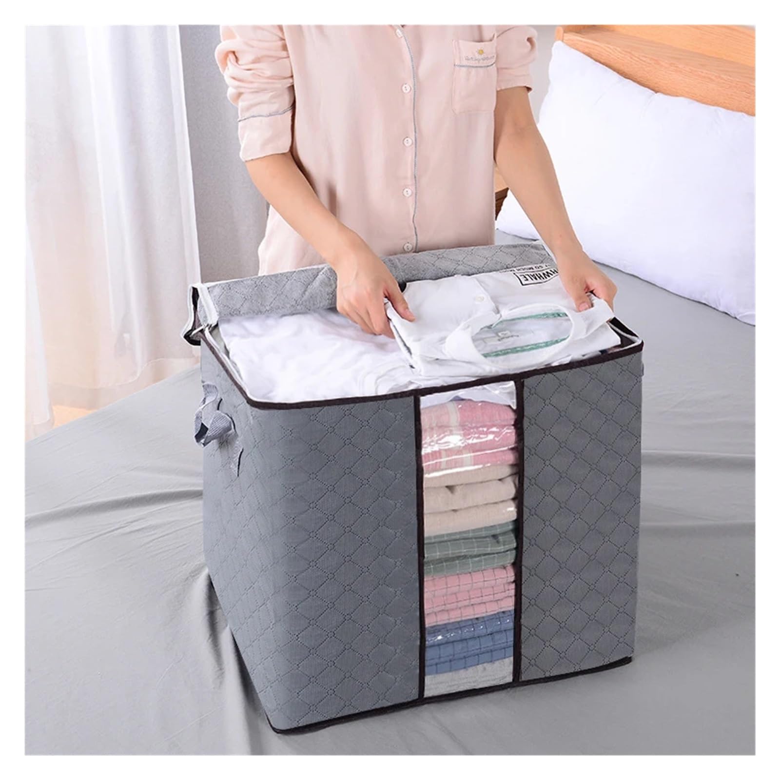 Sac de rangement pour couette - SALUTUYA - Ensemble de 4 - Respirant