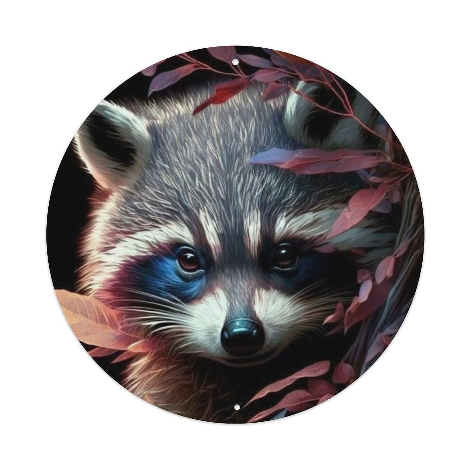 Animals Artwork Raccoons in The Jungle Vintage Metal Tin Sign Plaque Wall Decor for Cafe, Club Bar, Office, Garden Metal Poster 8x8Inch