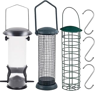 Bird Feeder for Small Birds, Squirrel Proof Bird Feeder Wild Bird Seed Feeder Bird Feeders Hanging for Mix Seed Blends, Sunflower Hearts Bird Food, Niger Seed Feeder