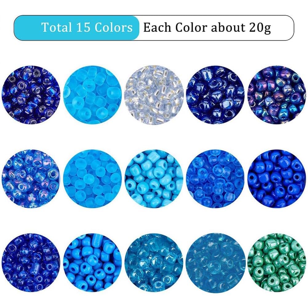 Nbeads circa 3000 perline di semi perline per pony in vetro, 4 mm, perline distanziali per gioielli design collane, bracciali, orecchini, 15 colori