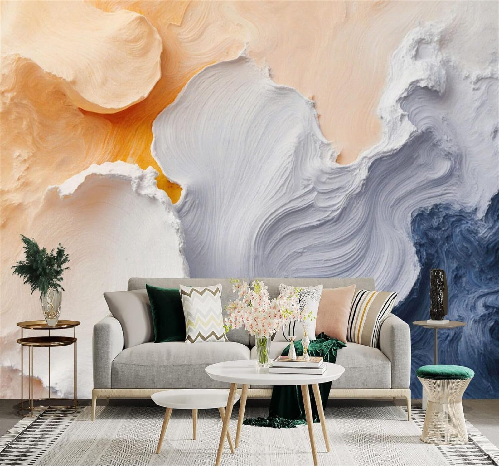 XLMING Abstract Three Dimensional Colourful Art Individuality 3D Wallpaper Silky Texture Home Study Office Grey Dining Room Sofa Bedroom Living Room TV Backdrop-250cm×170cm