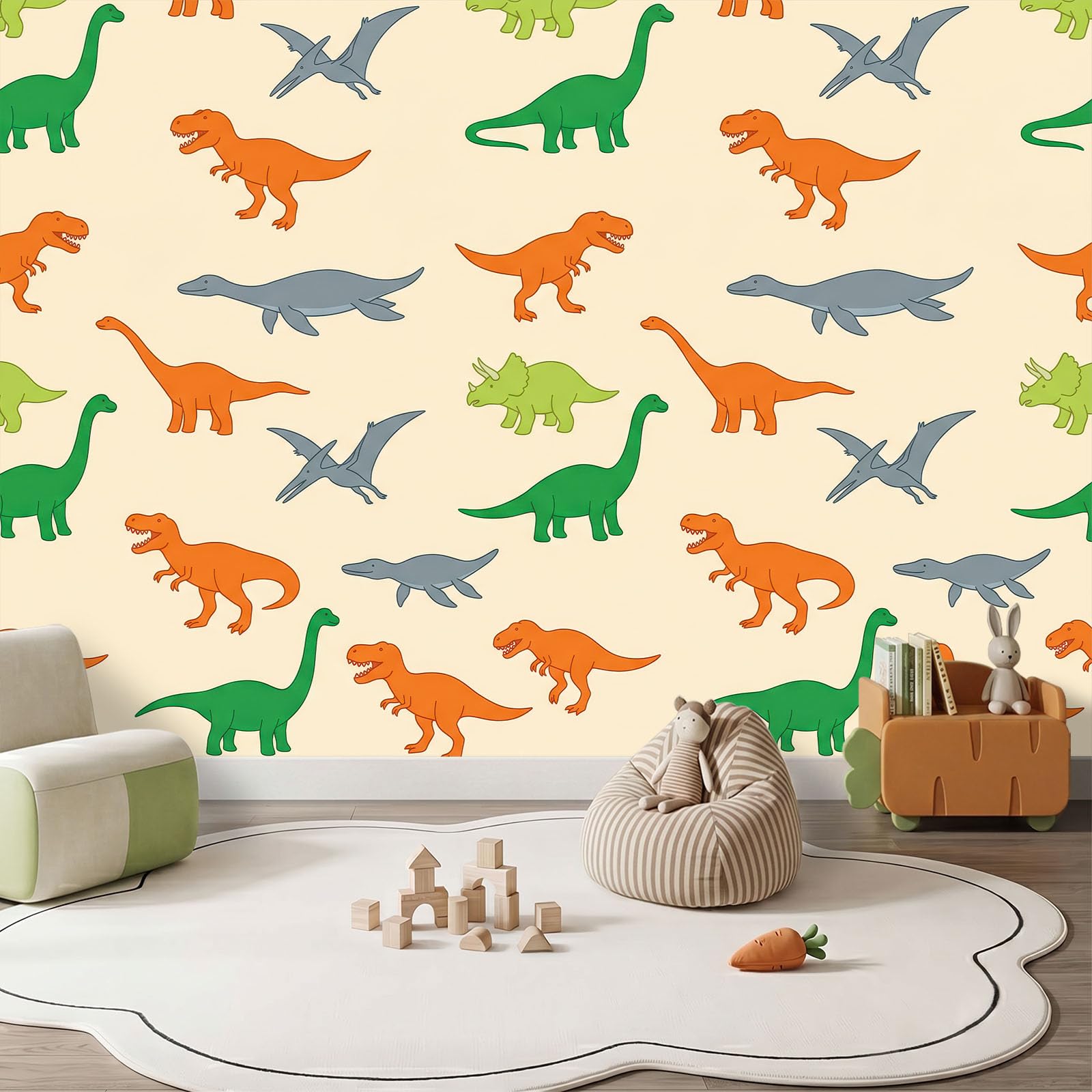Nowoczesna tapeta z kreskówek panoramiczny zielony zwierzę dinozaur smok tyranozaur tapeta ścienna z włókniny salon sypialnia dekoracja domu do domu, 250 x 175 cm