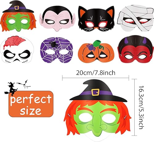 Miniatura 2 de Blulu 12 piezas de máscaras de Halloween para niños, recuerdos de Halloween, máscara facial, disfraces, suministros de disfraces
