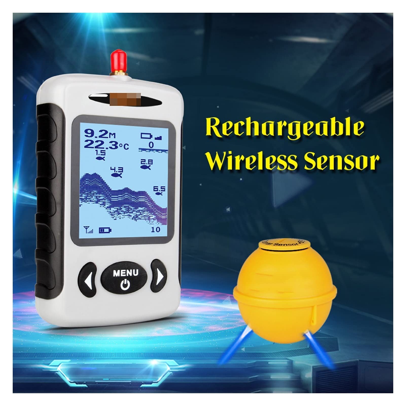 Ecoscandaglio Subacqueo, Finder di pesce portatile wireless 4 5M / 135FT. Allarme dell ecoscandaglio del sensore sonar for il lago fiume dell'oceano Pesca(FFW718)