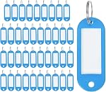uxcell 40pcs Plastic Key Tags with Labels, Coded Key ID Label Tags with Split Ring for Luggage ID Name Pet, Light Green