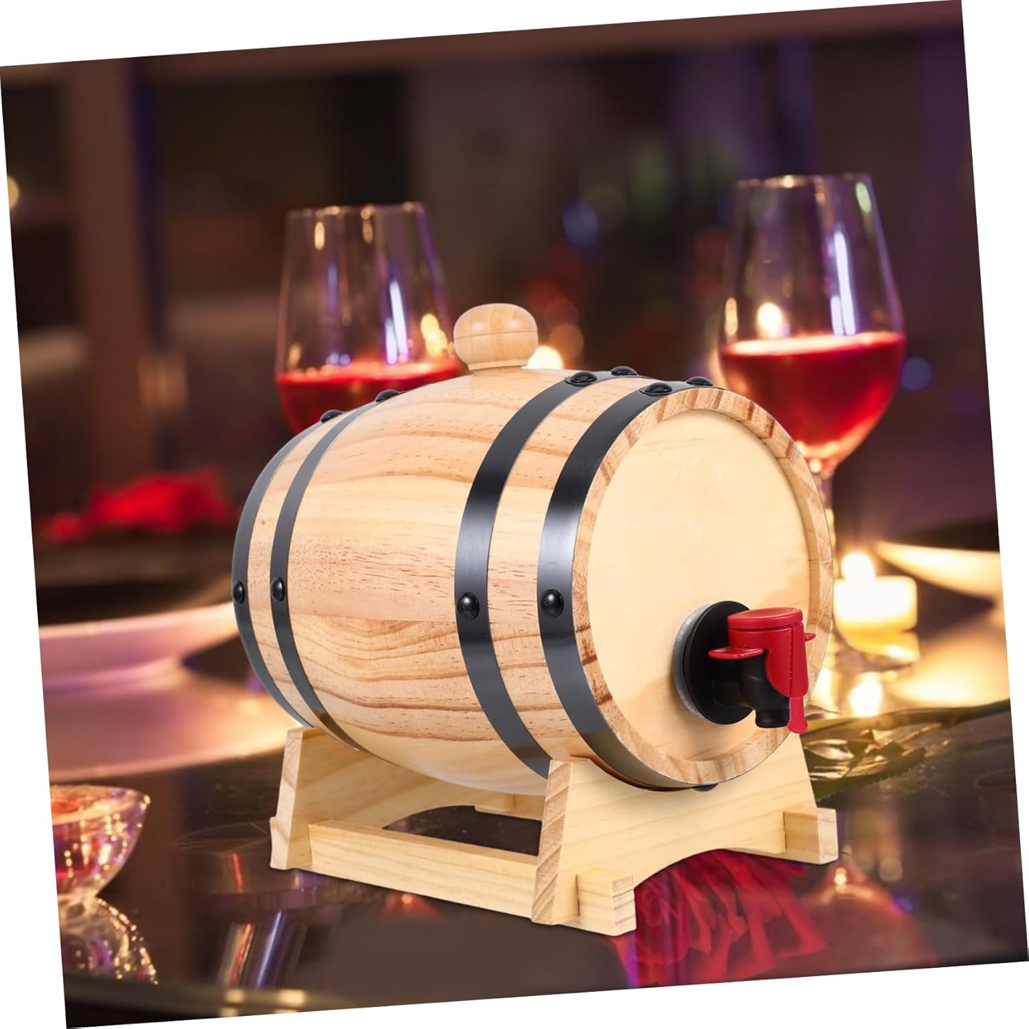 VALICLUD Wooden Decor Oak Aging for Whiskey Beer and Wine Dispensing with Stand for Kitchen Pub and Cellar Use