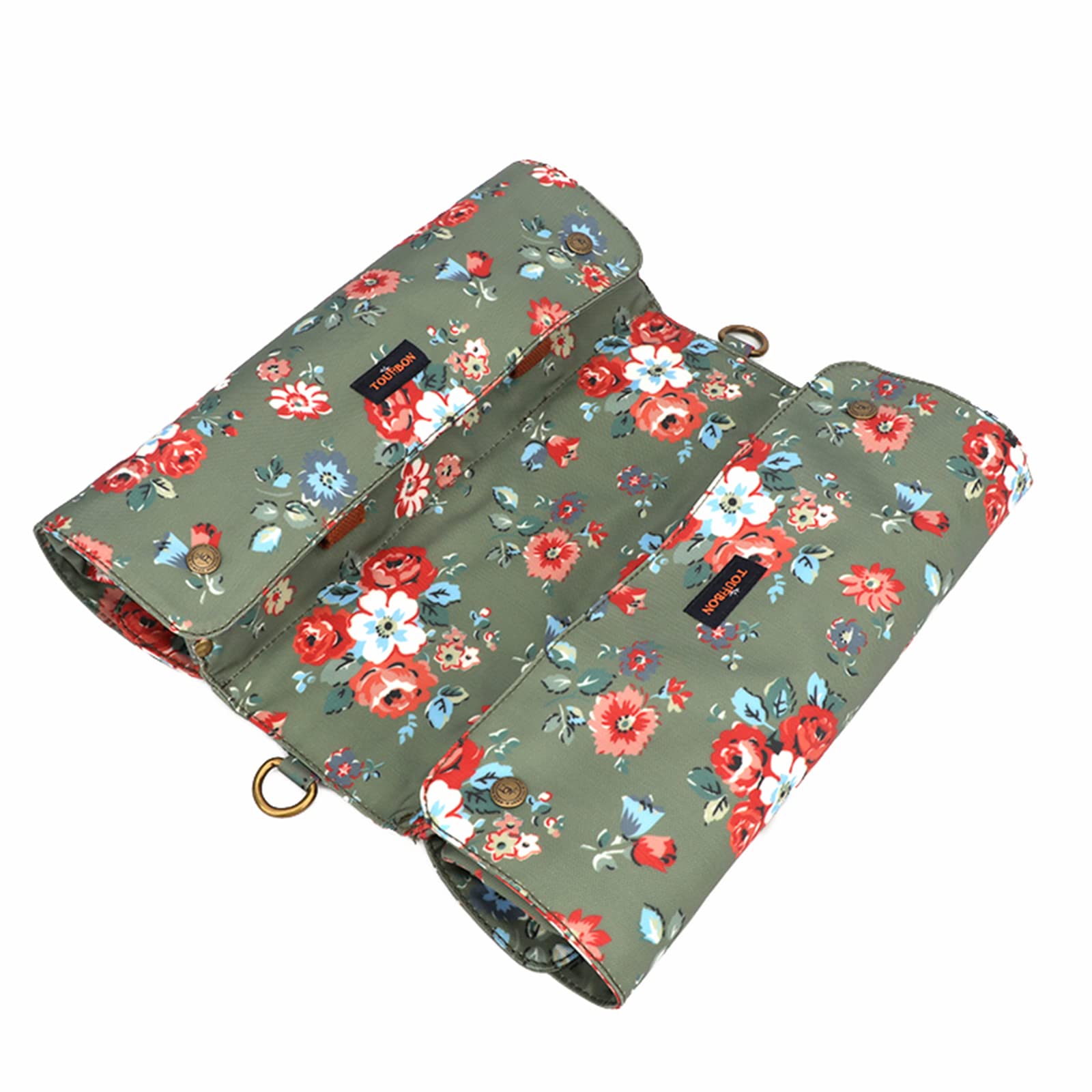 Sac de Rangement en Toile imperméable pour siège arrière de vélo Double Sac Enroulable (Motif Fleur) Green 33x12.5x30cm T-TB748CA-FL