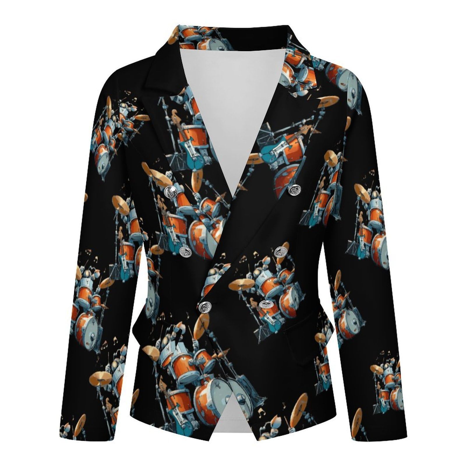 Drum Kit Playing Rock and Roll Giacche da donna con risvolto giacca elegante cappotto per abbigliamento formale casual