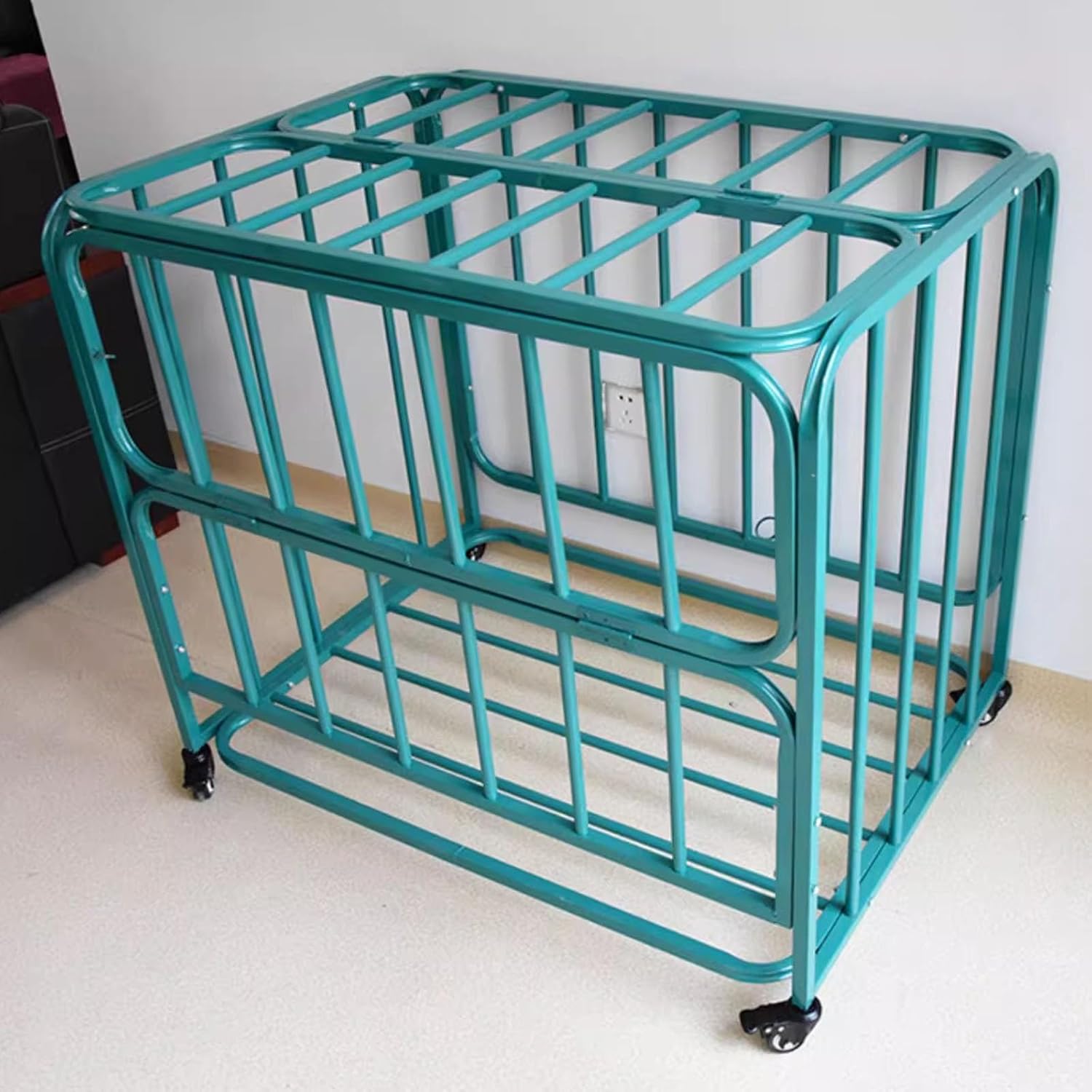 Heavy-Duty Rolling Sports Ball Storage Rack with Wheels & Lid - Extra Large Organizer for Basketballs, Volleyballs, Soccer Balls - Ideal for Schools & Teams