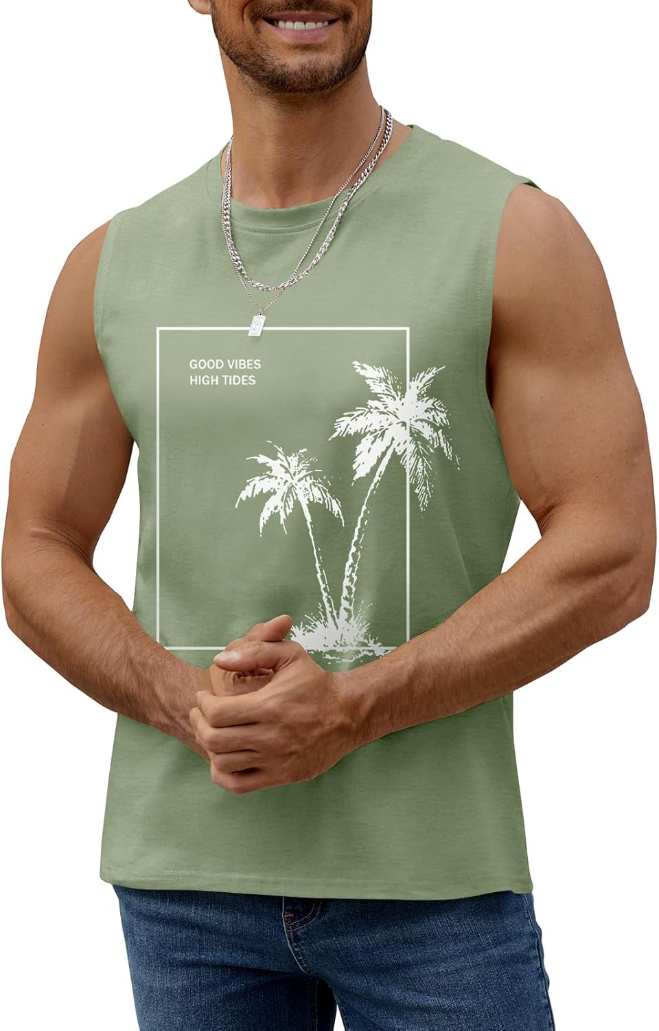 Mens Summer Beach Tank Top Tropical Hawaiian Palm Tree Print Sleeveless Shirts Muscle Tee Vacation Shirts - Image 4