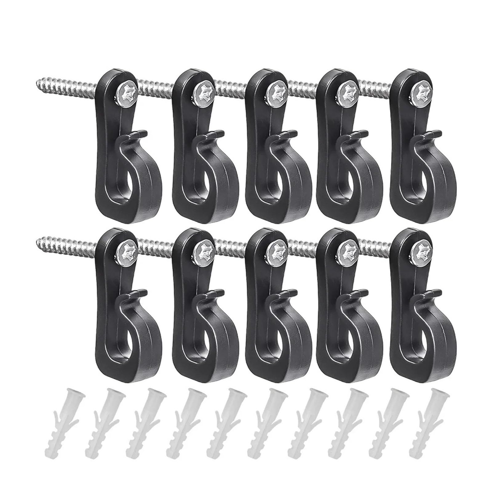 BAYNOPURIN Outdoor Light Hook 30/1Pcs Q Hanger Hooks for String Lights Hanging Multi-Purpose Plant Cabinet Ceiling Hook with Screw Home Holder Outdoor Supply(Black,30PCS)