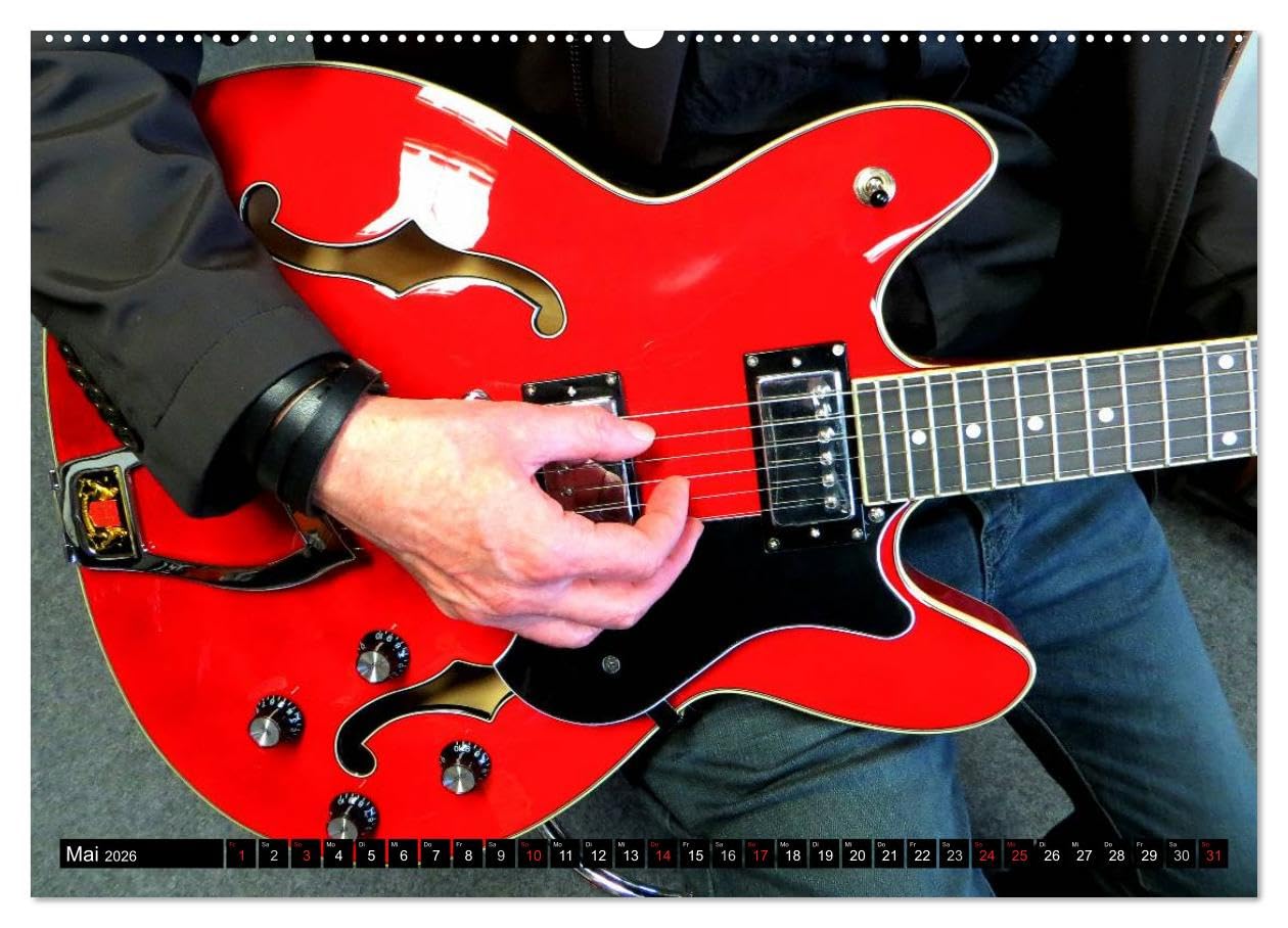 JAZZGITARREN in Szene gesetzt (hochwertiger Premium Wandkalender 2026 DIN A2 quer), Kunstdruck in Hochglanz: Auf jedem Kalenderblatt präsentiert sich ... beliebte Gitarrenschönheit (CALVENDO Kunst)