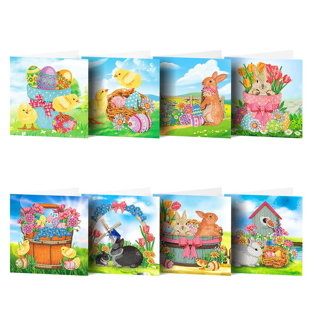 ZUHK 5D DIY Diamond Drawing Holiday Card/Birthday Greeting Cards Kit,Diamond Painting Tools Whit Envelopes,Shaped Drill Greeting Thank You Card Gifts Mosaic Set (Flower D) — image 1