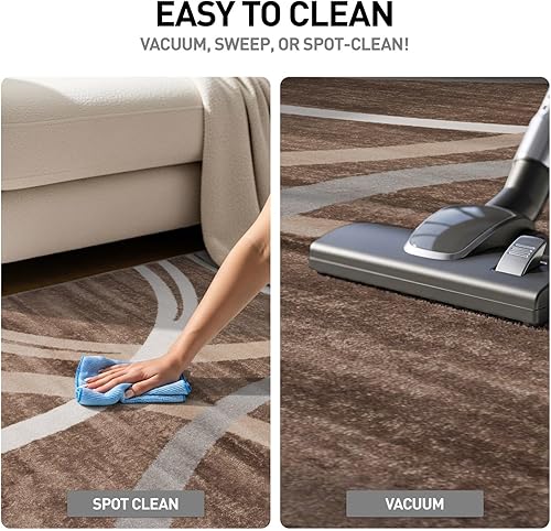 Miniatura 6 de Rugshop - Alfombra moderna con diseño de círculos ondulados Marrón