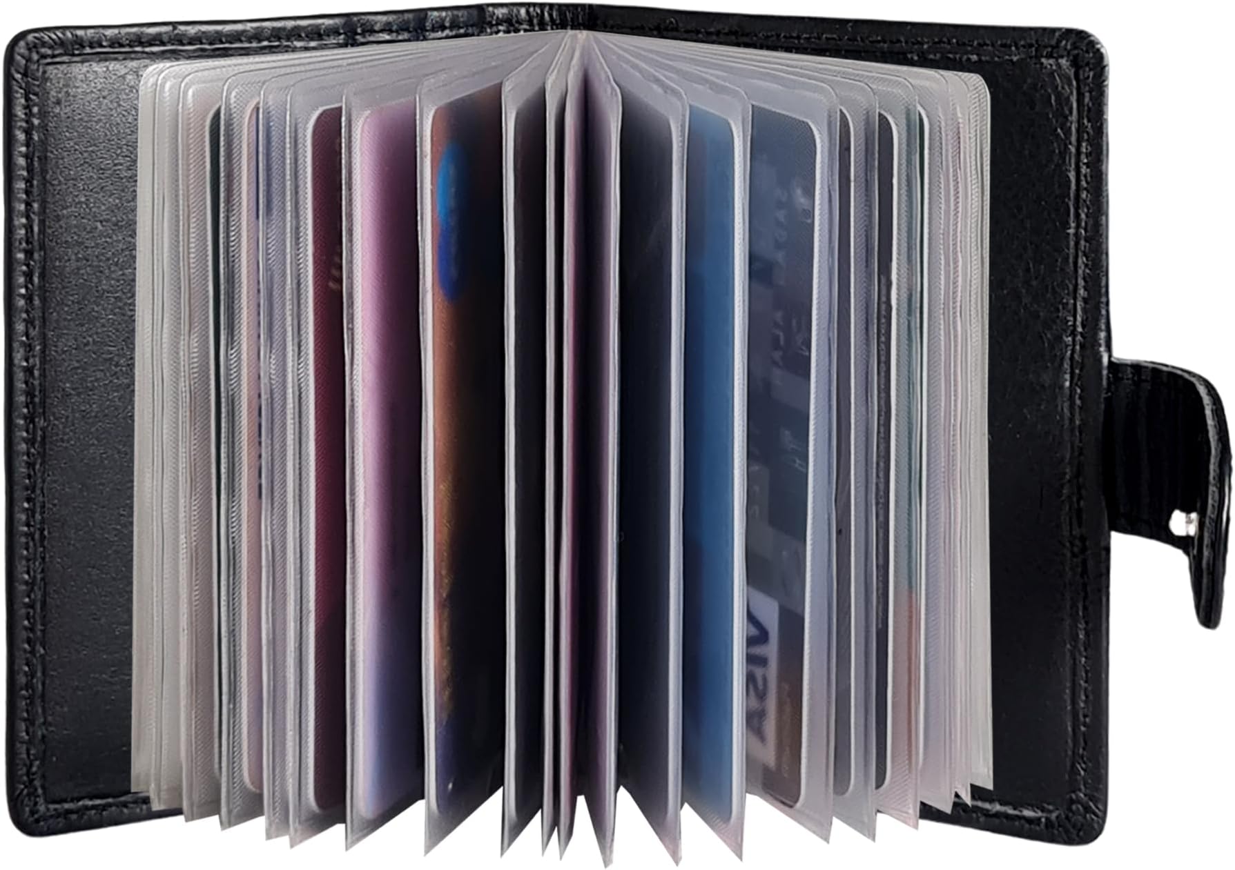 Minimalist Slim Cardholder for Men Women, Small RFID Blocking Credit Card Holder, 24 Card Slots Wallet, Removable Plastic Case, Double Button Closure
