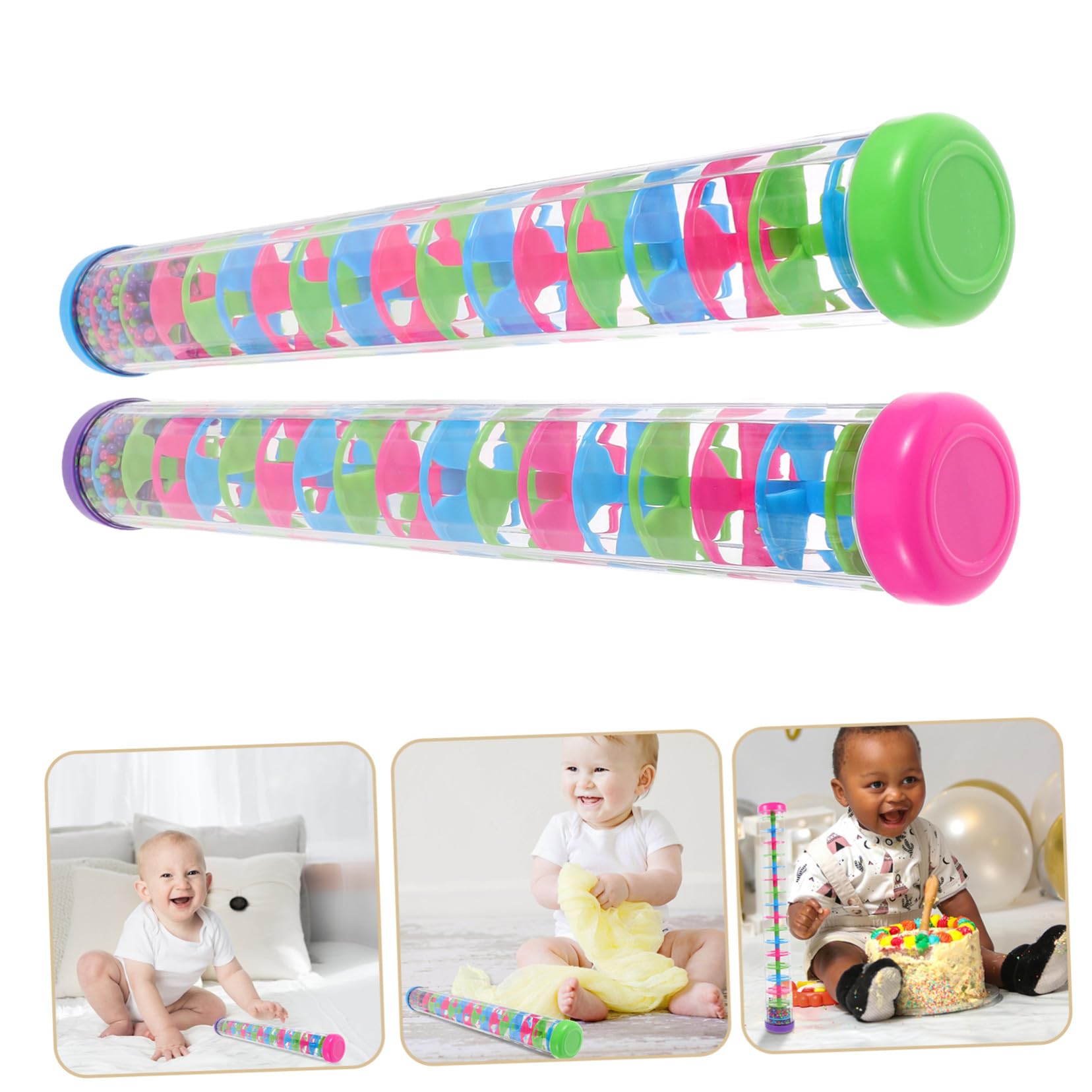 2 Pezzi Rain Stick Shaker in Plastica Strumento Musicale Sensoriale Spirale per Ragazzo Ragazza e Giocattolo Educativo per Esplorazione Acustica e Attività di Gruppo