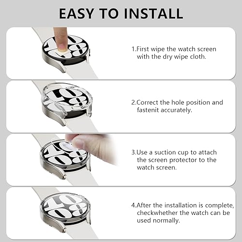 Miniatura 3 de Rc-Z Funda protectora de pantalla para Samsung Galaxy Watch 6 Classic de 1.732 pulgadas, parachoques duro de PC y HD antivaho de vidrio templado