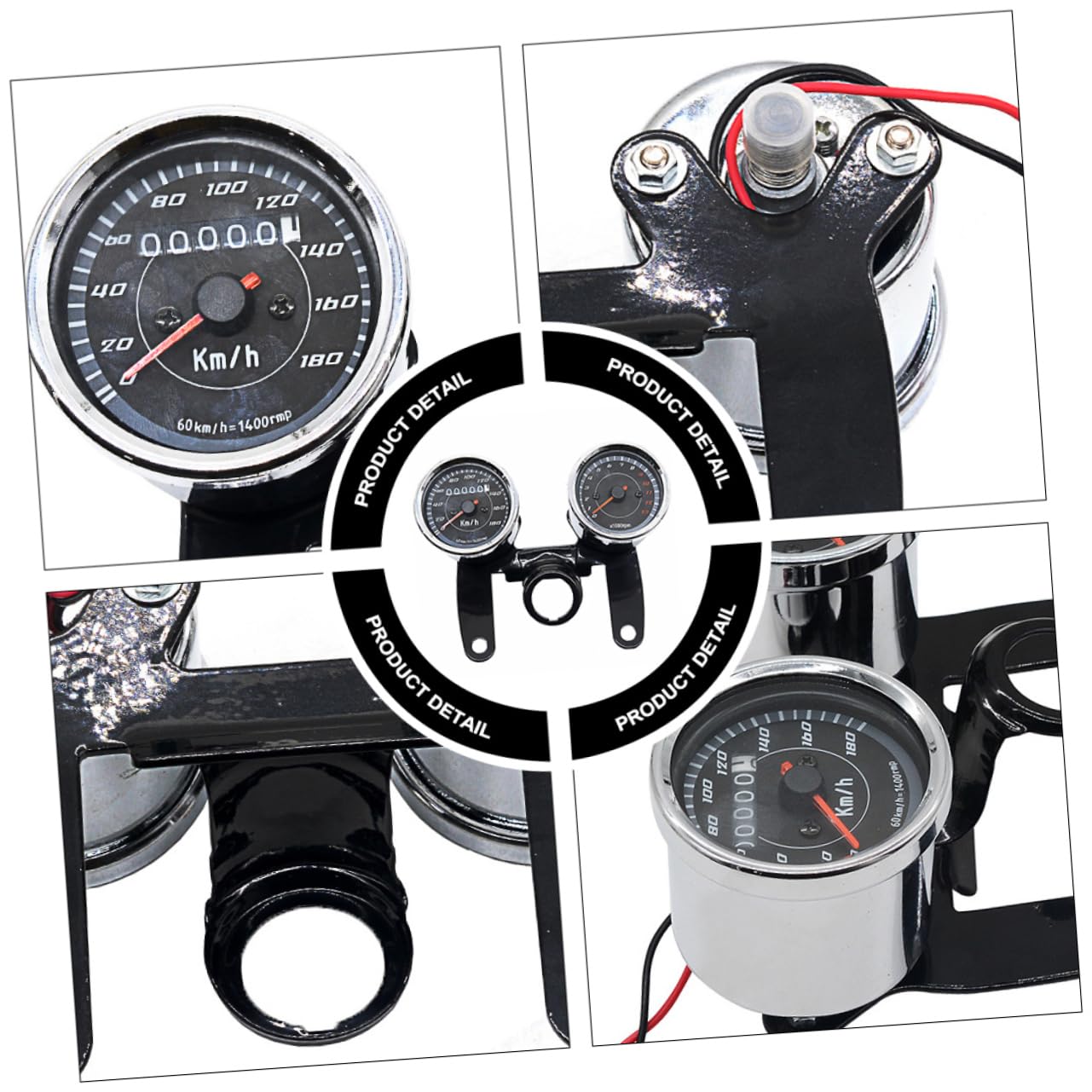 Unomor Motorcycle Gauge Speedometer Digital LCD Meter Odometer Tachometer Bracket