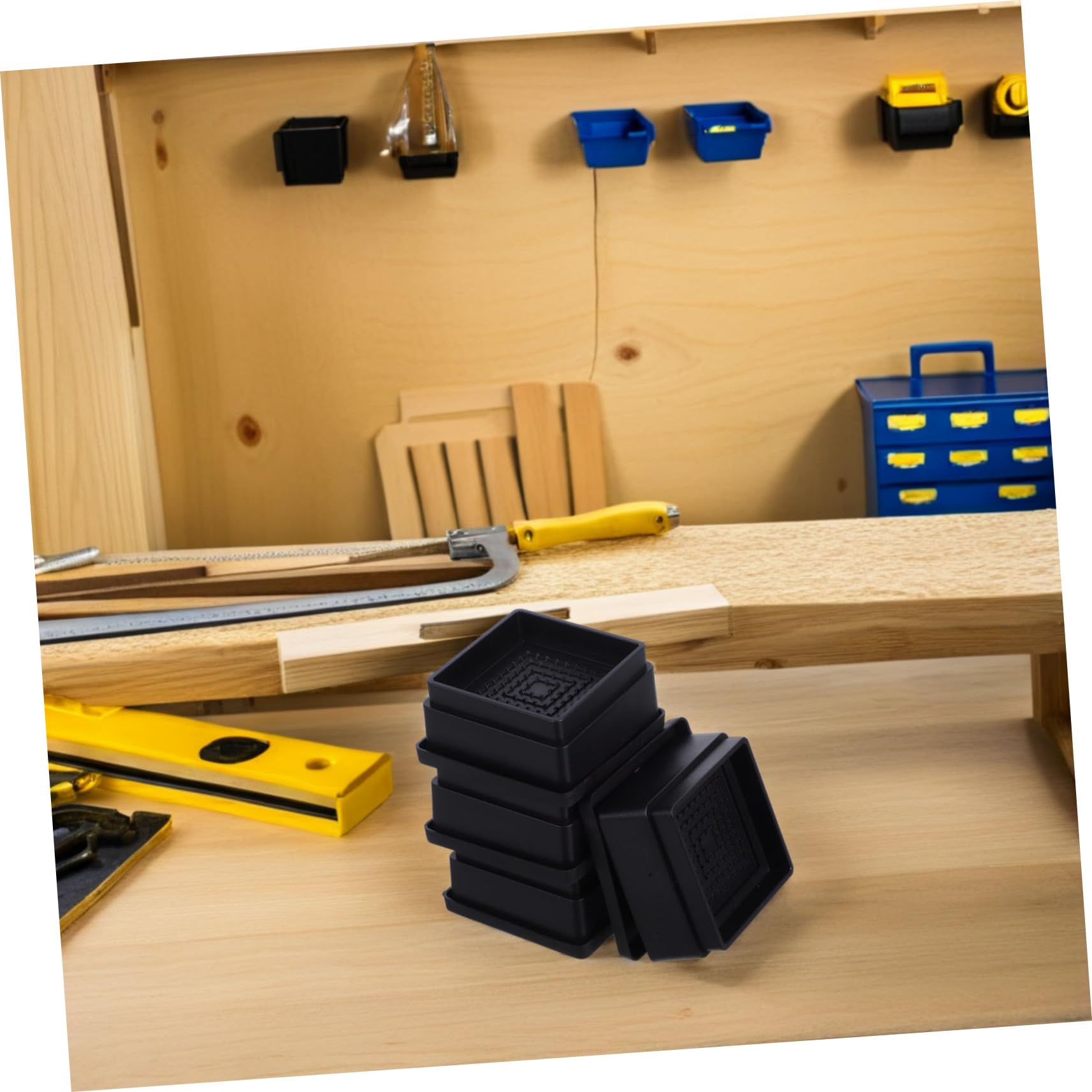 SOESFOUFU 4pcs Stackable Rubber Furniture Risers Non Slip Height Adjusters for Bed Chair Sofa and Desk Stable Lifter Blocks for Elevation and Space Saving