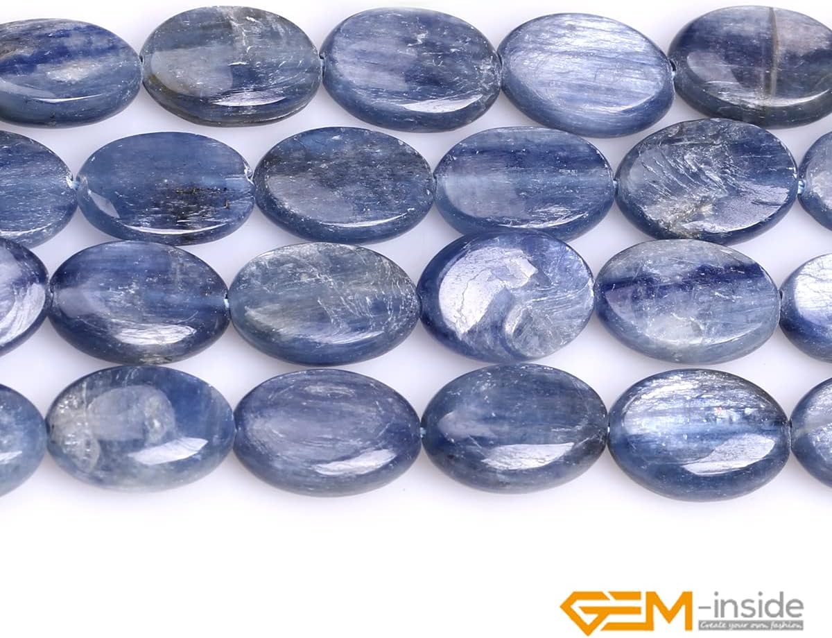 GEM-insid Blue Kyanite Gemstone Loose Beads Natural Energy Power Beads for Jewelry Making 10X14mm Oval 15"