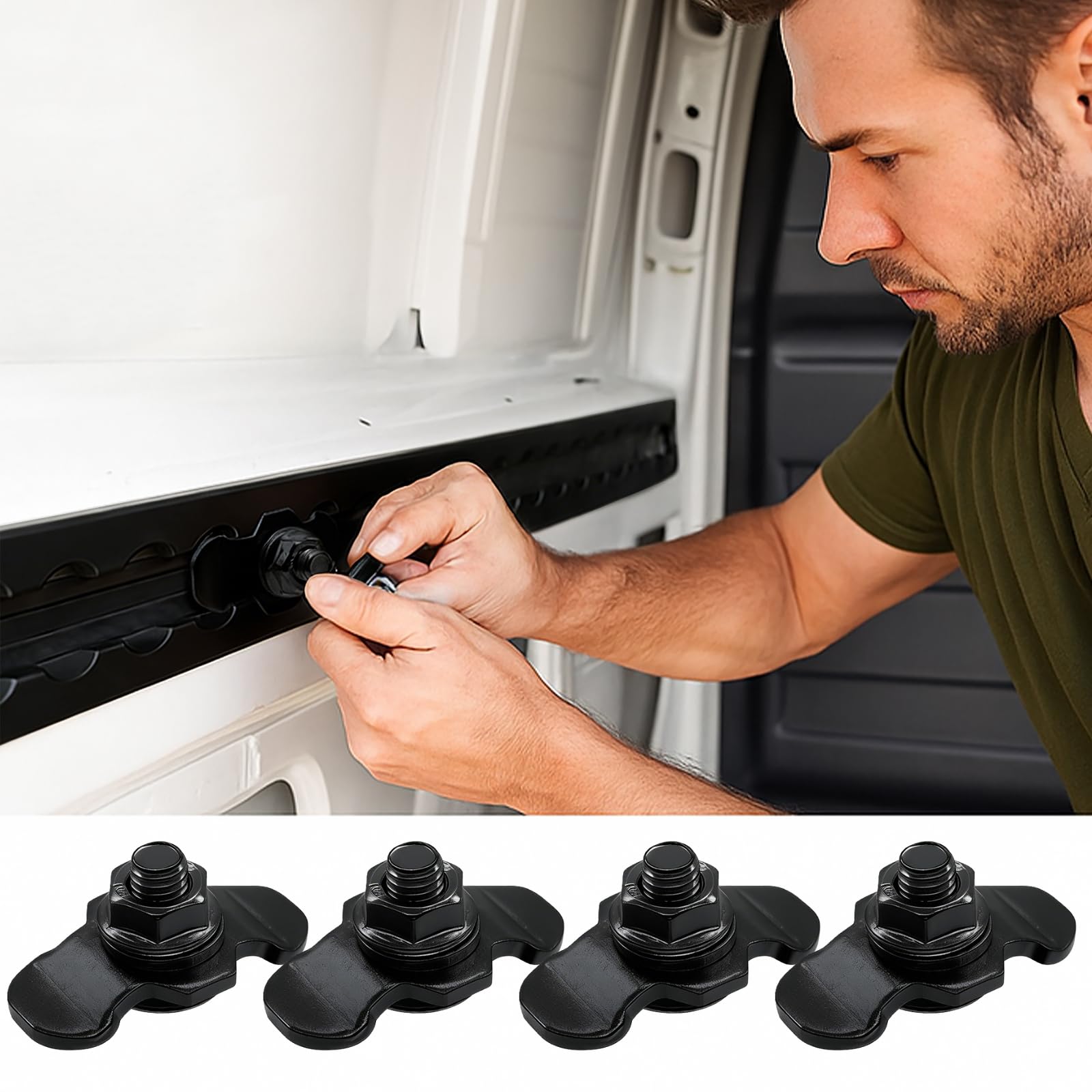 10 Stück Zubehör Airlineschiene Fitting Airline Schienen Zubehör M8 × 20MM 500daN Endbeschlag Schraubfitting für Airlineschiene Endfitting, Airlineschienen Schwarz (M8×20MM) - 5